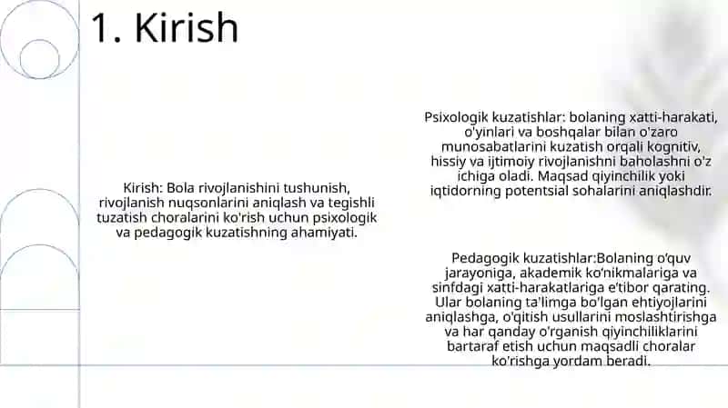 Psixologik Va Pedagogik Kuzatishlar Va Bolalar Rivojlanishida OgʻIshlarni Korreksiyalash Usullari 2