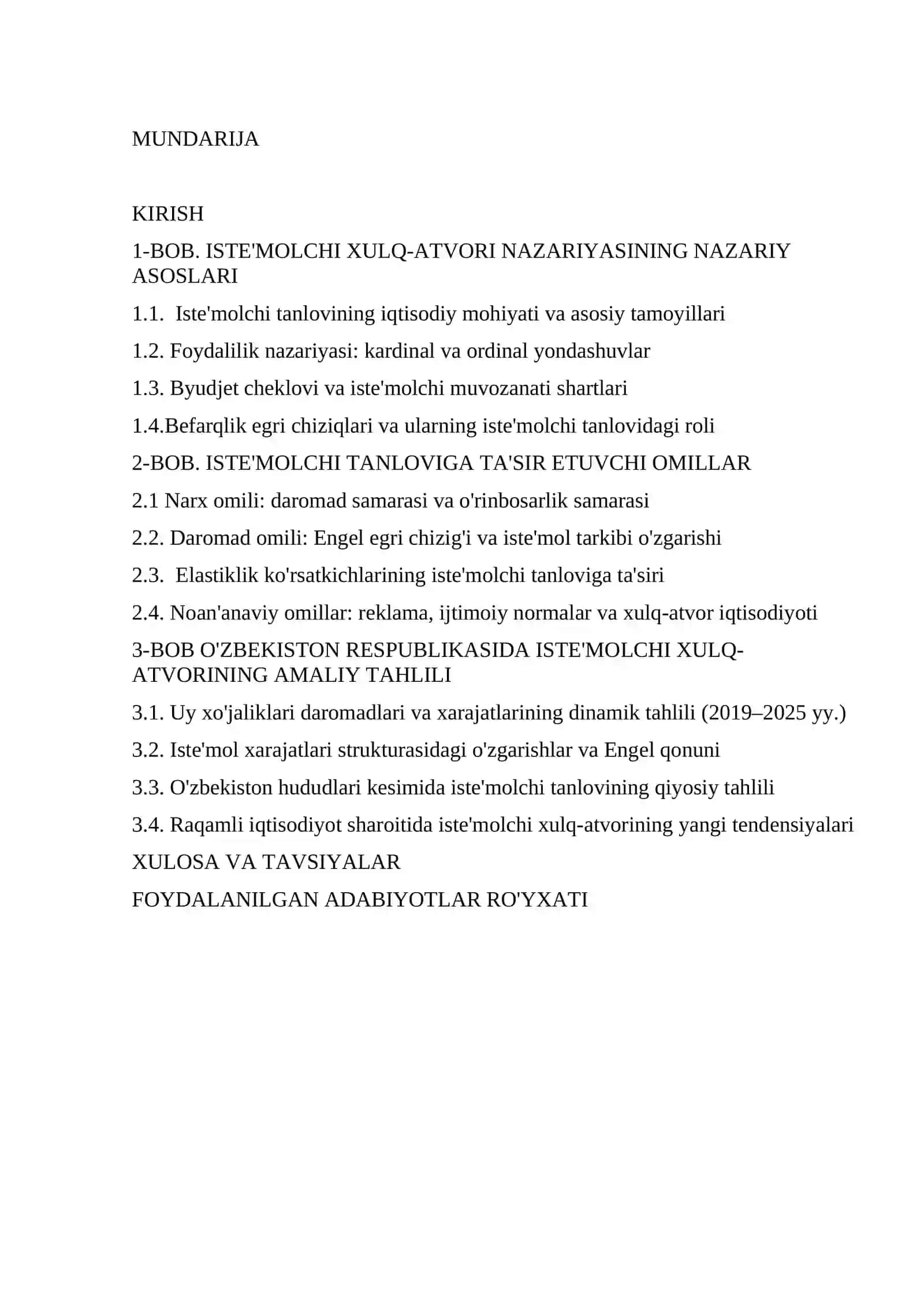 Bozor iqtisodiyoti sharoitida istemolchilarning hatti harakatlari va tanlovi 2