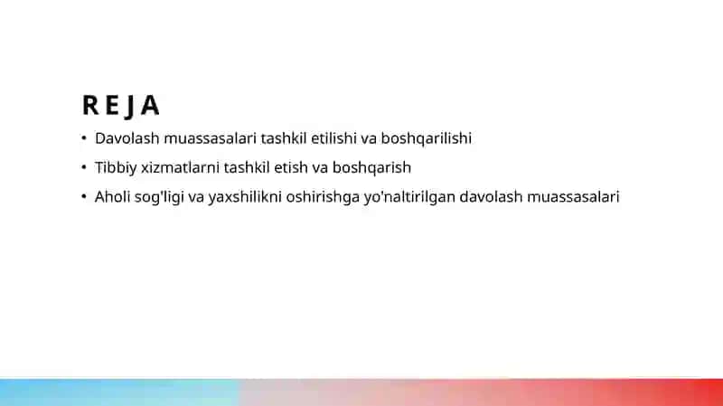 Davolash muassasalari tashkil etilishi va boshqarilishi 2
