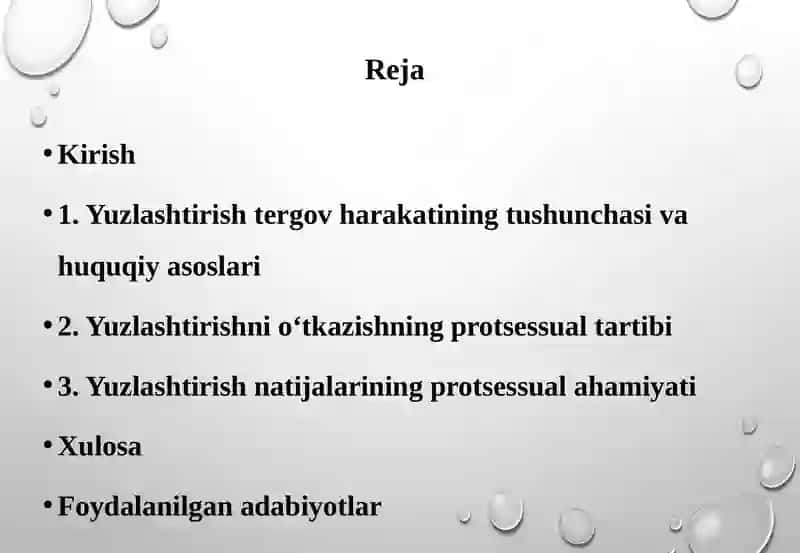 YUZLASHTIRISH TERGOV HARAKATI TUSHUNCHASI VA O‘TKAZISH TARTIBI 2