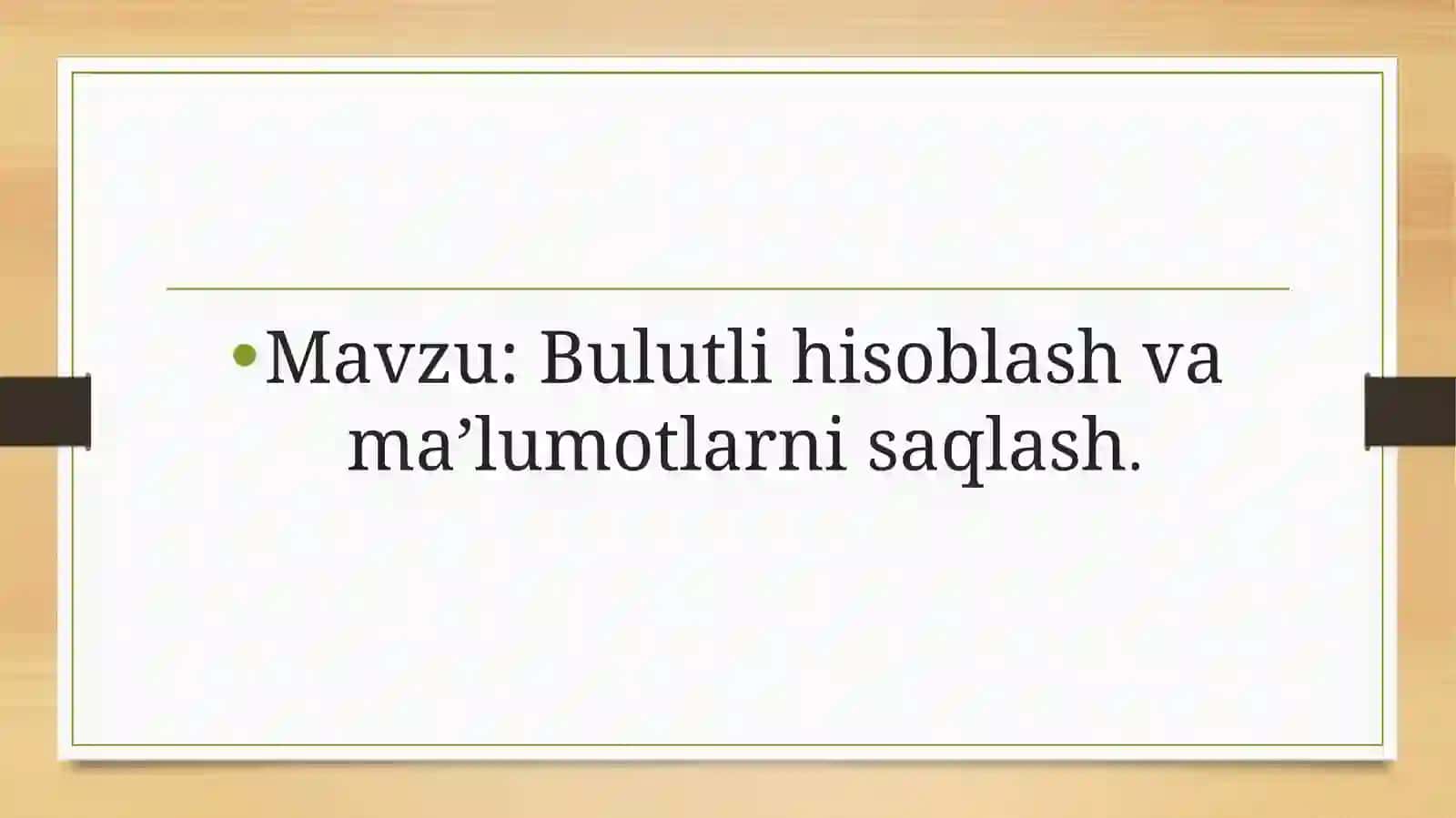 Bulutli hisoblash va maʼlumotlarni saqlash 2