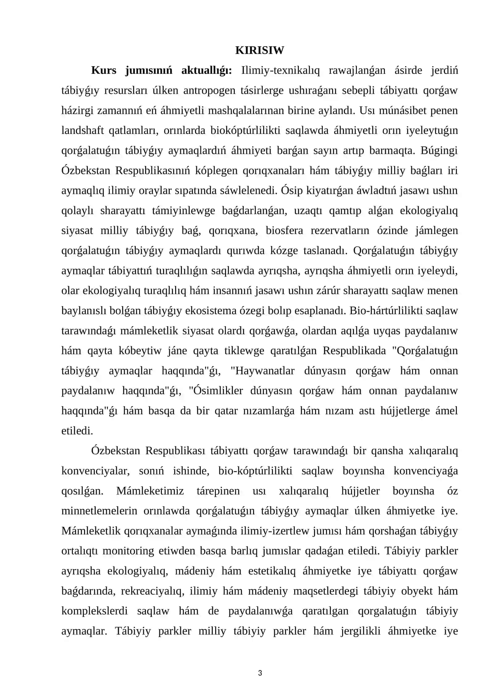 ÓZBEKISTAN RESPUBLIKASI QORIQXANALARI HÁM OLARDIŃ ÁHMIYETI 2