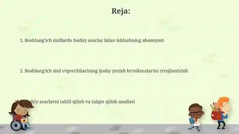 Boshlang'ich sinflarda badiiy asar matni ustida ishlash. 2