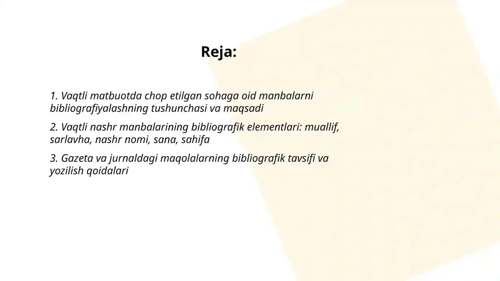 Vaqtli matbuotda chop etilgan sohaga oid manbalarni bibliografiyalash 2