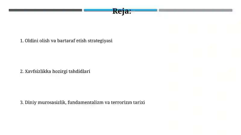 Diniy fanatizm, fundamentalizm va terrorizmning tarixi va hozirgi davrda xavfsizlikka tahdidi 2