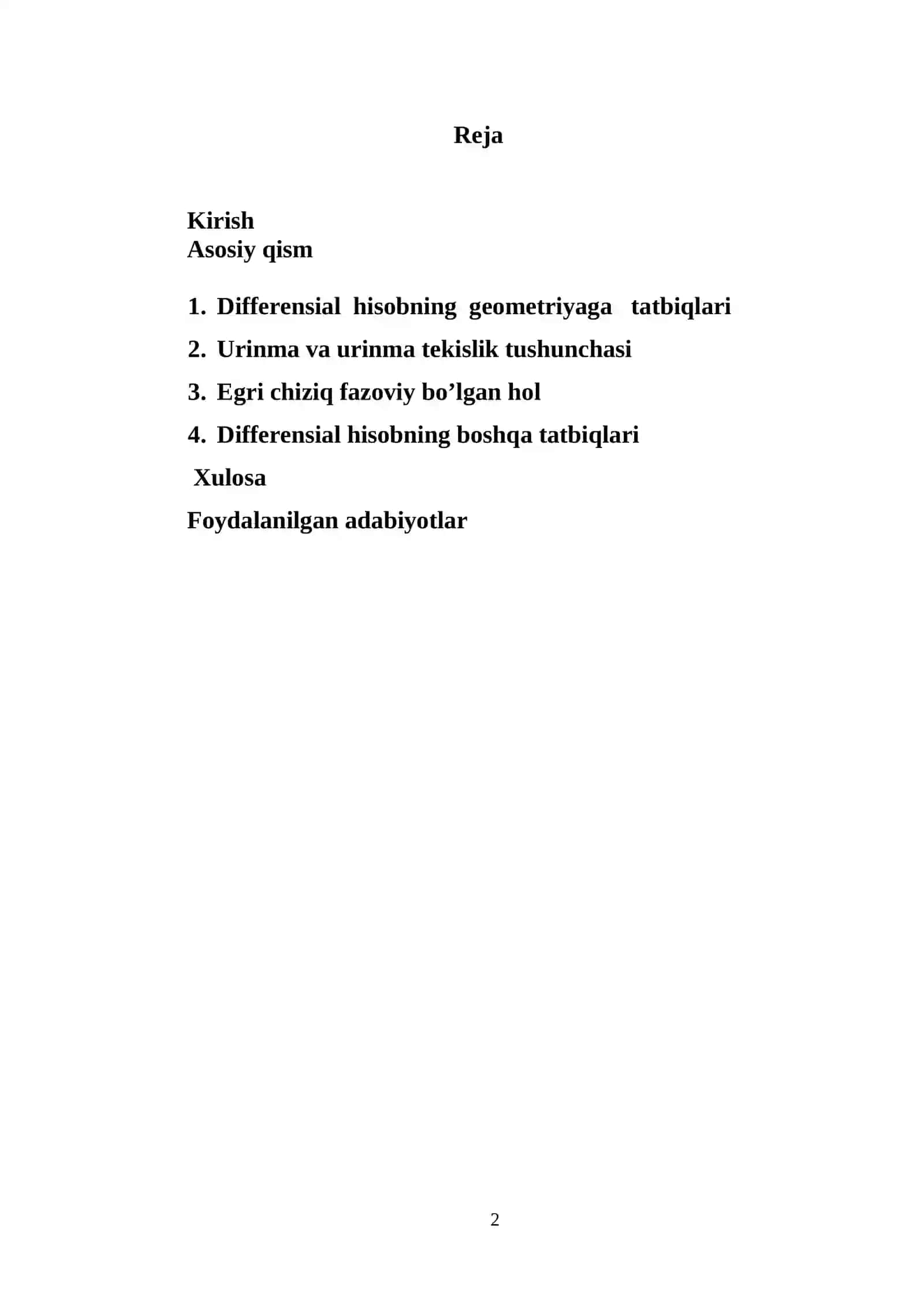 Differensial hisobning geometriyaga ba’zi tatbiqlari 2