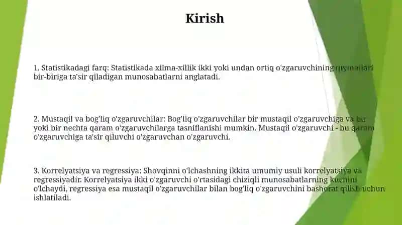 Statistik Boĝliqlik Tushunchasi 2