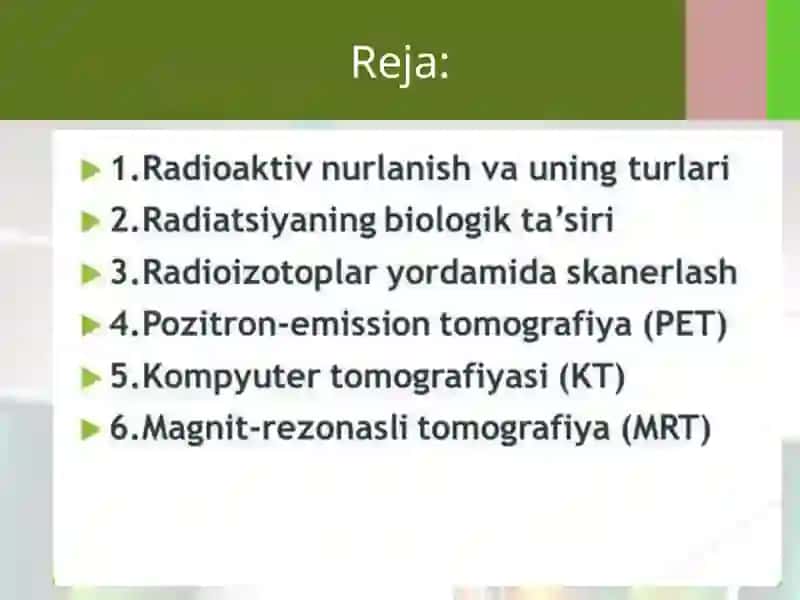 Yadro kimyosi uning tibbiyotdagi axamiyati 2
