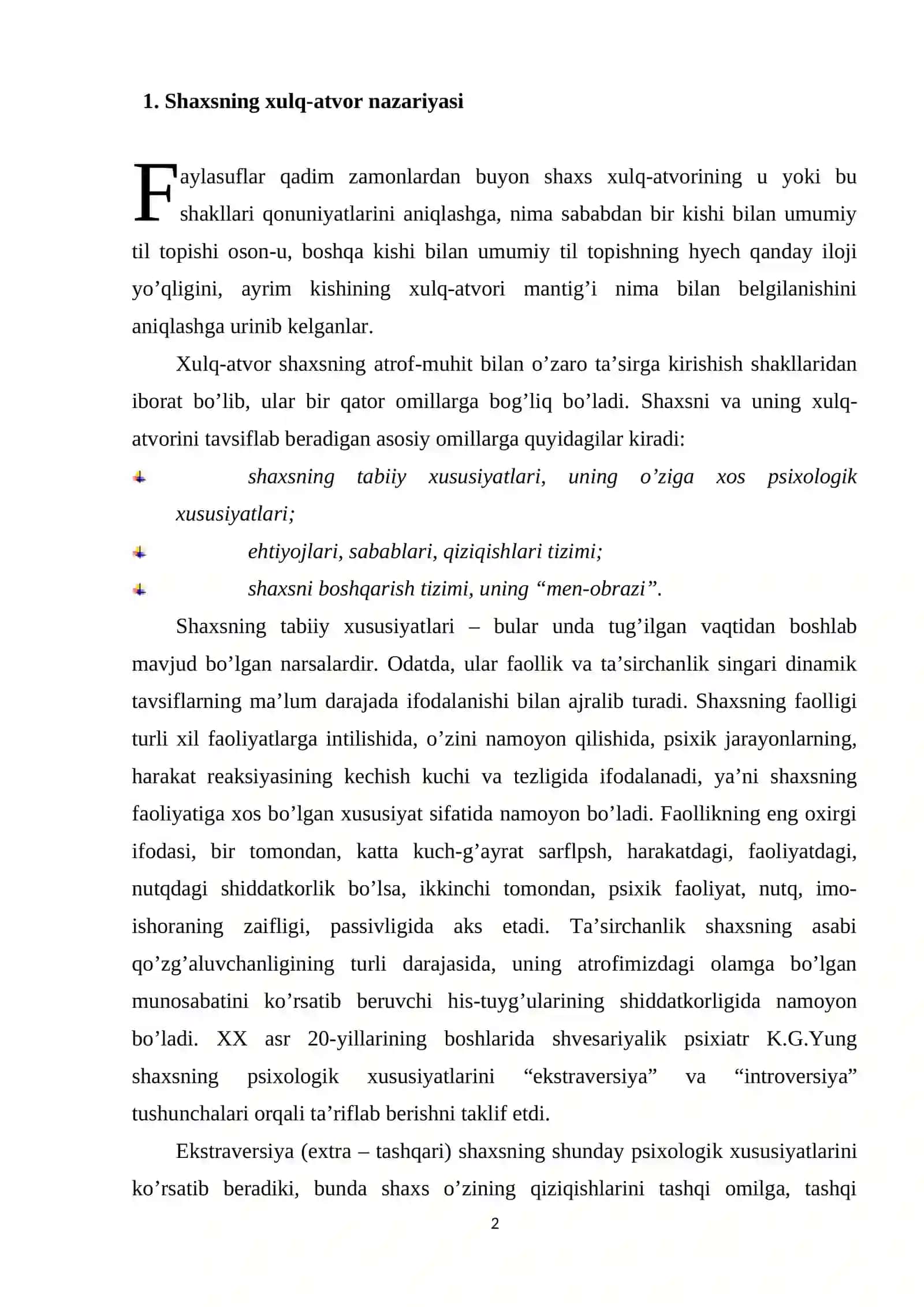 Xulq-atvorining psixologik xususiyatlarini 2