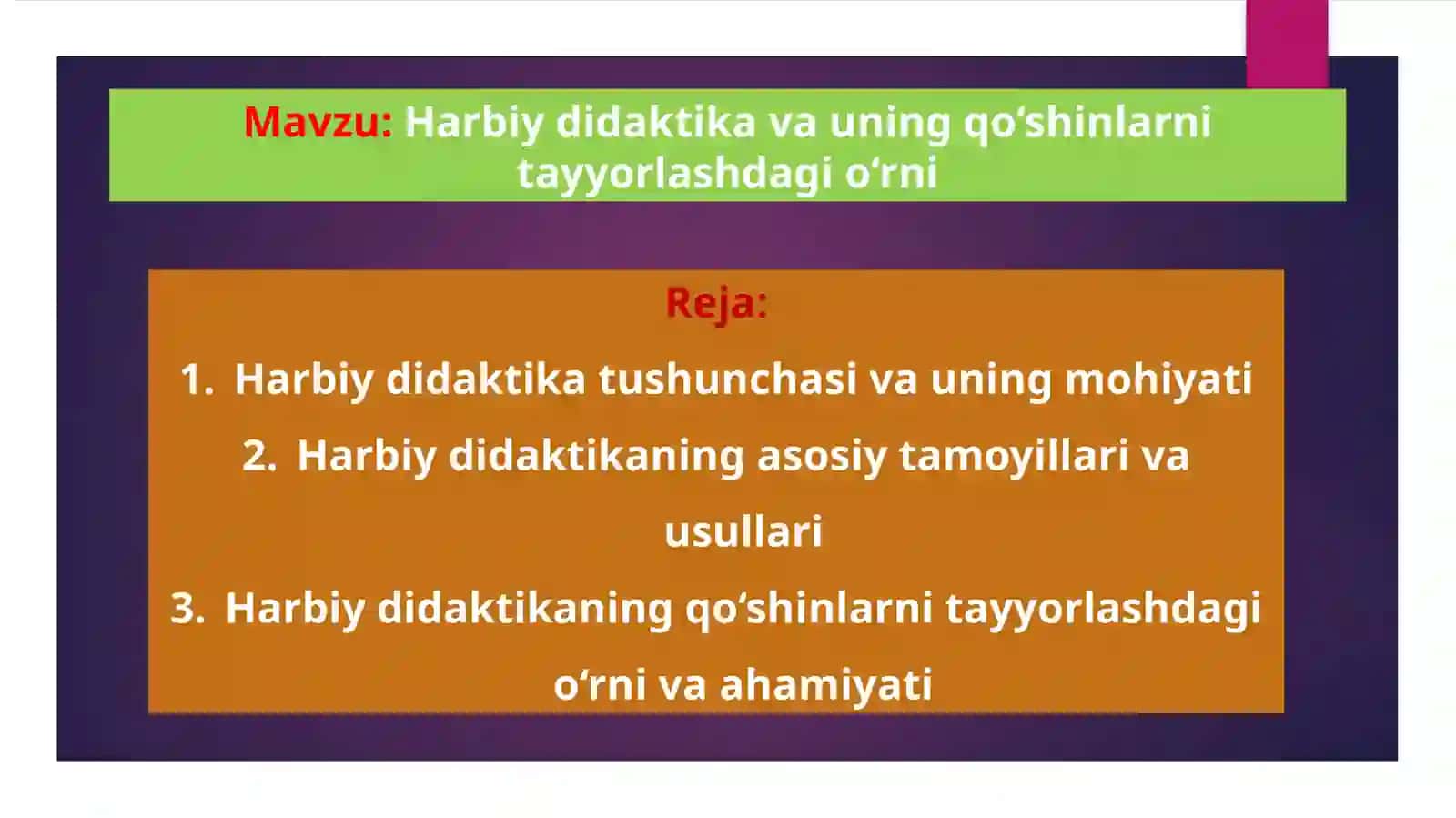 HARBIY PEDAGOGIK A PSIXOLOGIY A fanidan Tayyorlagan TAQDIMOTI 2