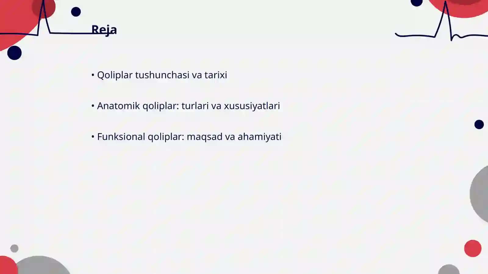 Qoliplar va ularning tasnifi. Anatomik va funksional qoliplar 2