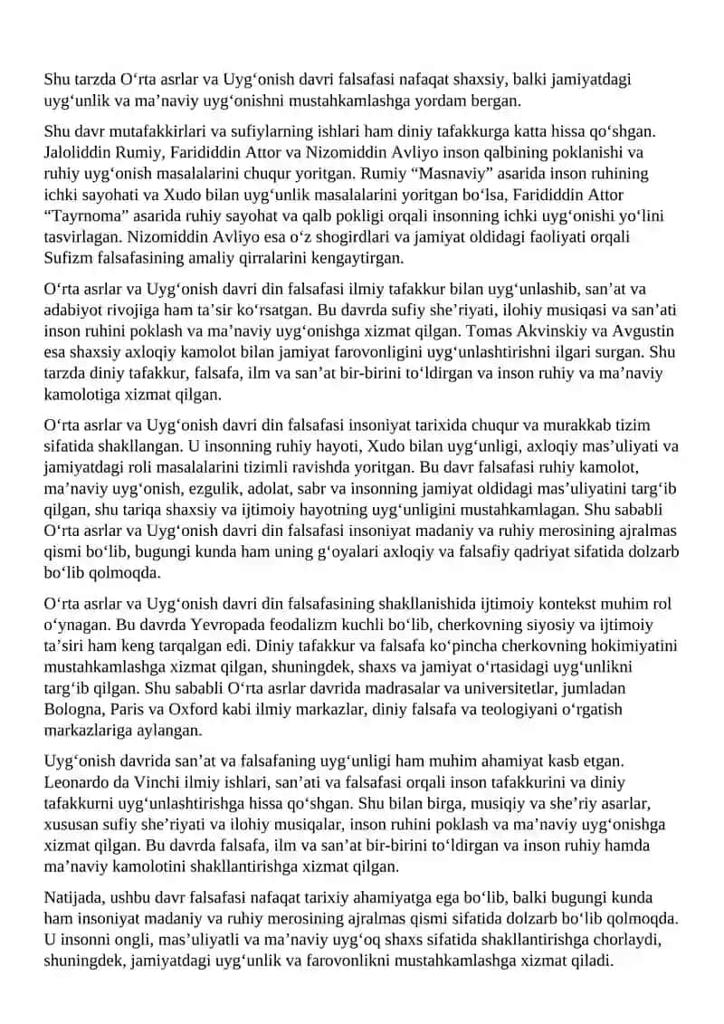O‘rta asrlar va Uyg‘onish davrida din falsafasining rivojlanishi 2