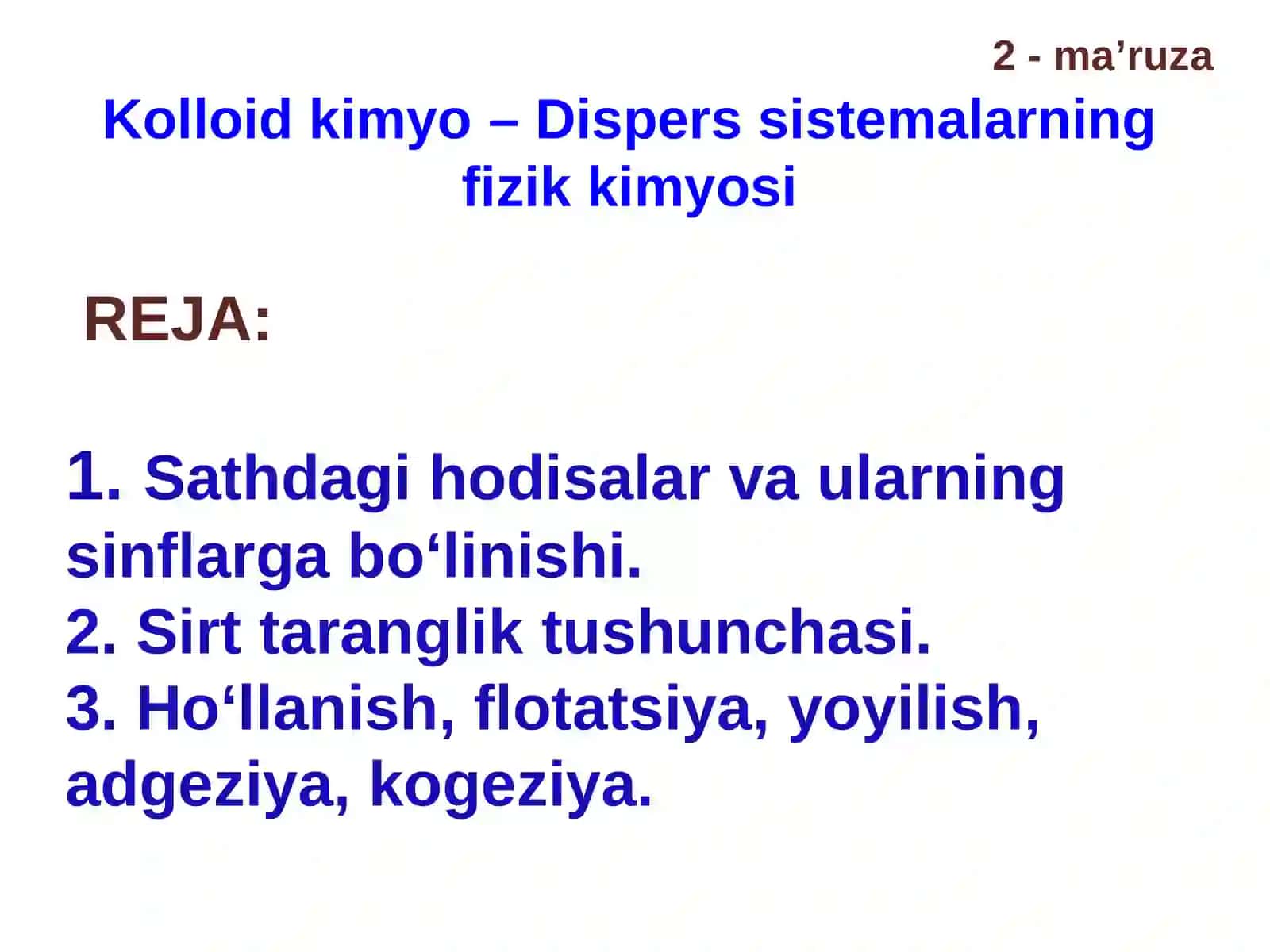 Kolloid kimyo– Dispers sistemalarning fizik kimyosi 2