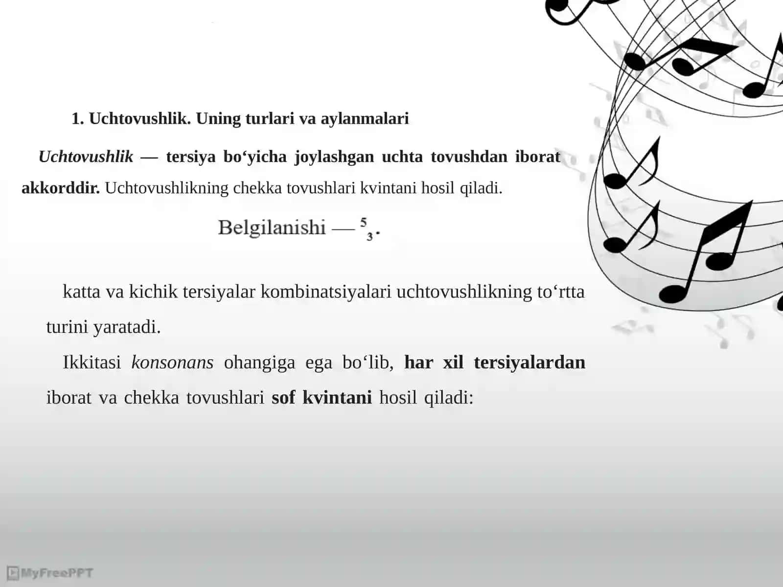 Uch tovushlik turlari va ularning aylanmalari 2