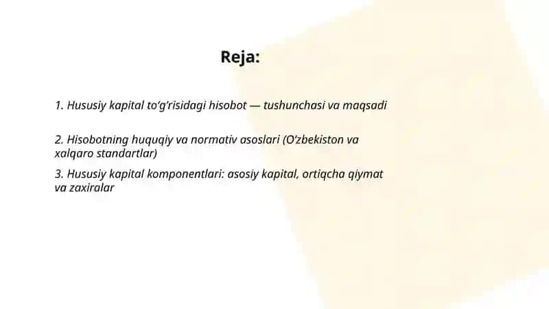 Hususiy kapital toʻğrisidagi hisobot 2