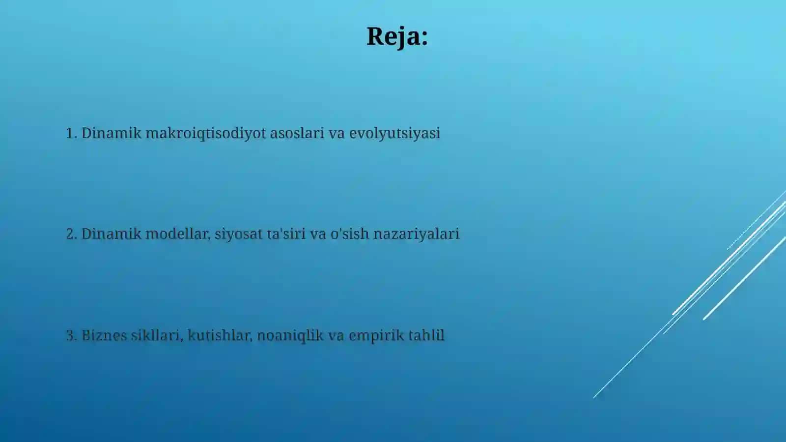 Dinamik makroiqtisodiyot faniga kirish 2