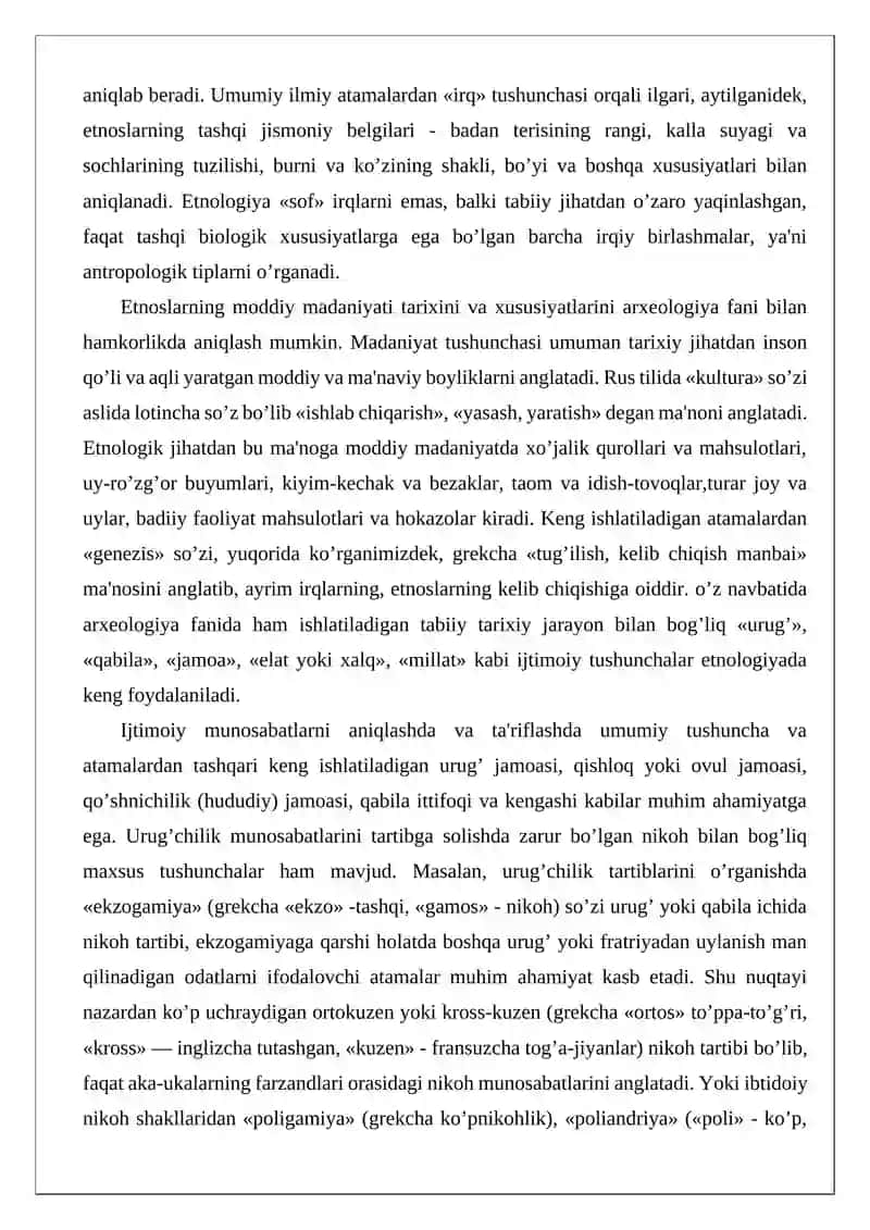Etnologiyaga oid maxsus atamalar jadvali 2
