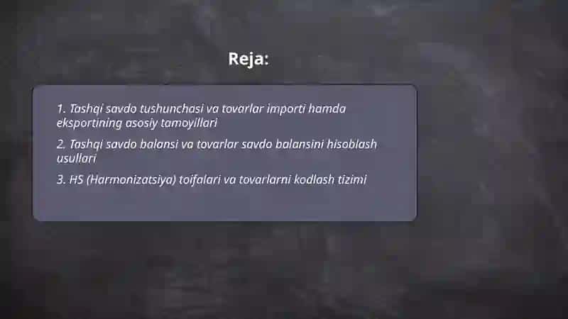 Tashqi Savdoda Tovarlar Importi va Eksporti I Statistik O‘rganish 2