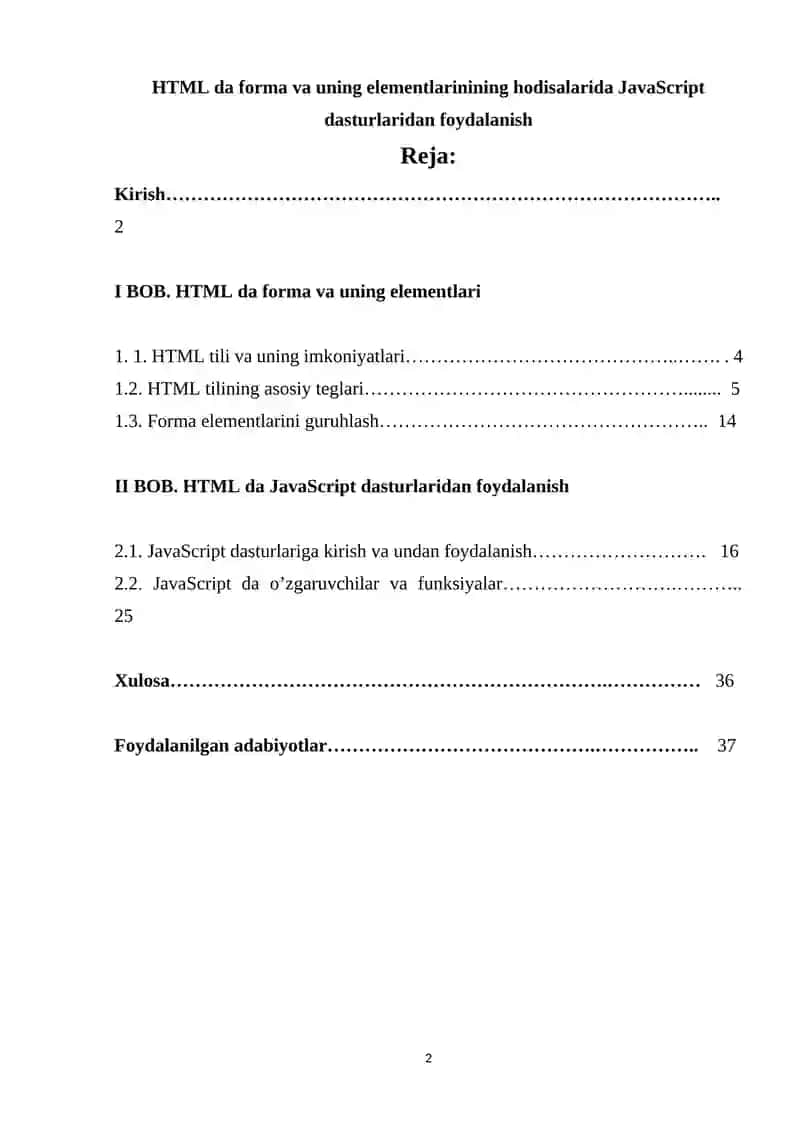HTML da forma va uning elementlarinining hodisalarida JavaScript dasturlaridan foydalanish 2
