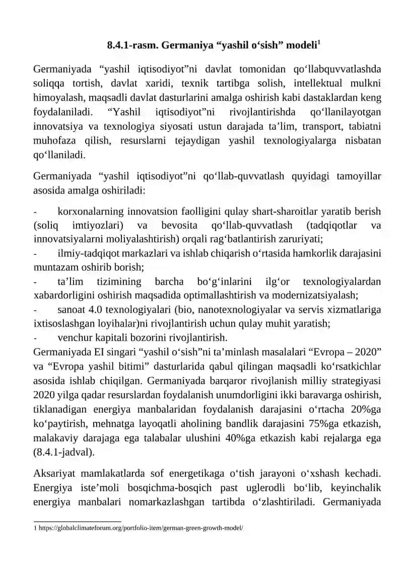 Germaniya hamda Koriya Respublikasida ‘yashil iqtisodiyotga o’tish omillari va rivojlanish istiqbollari 2