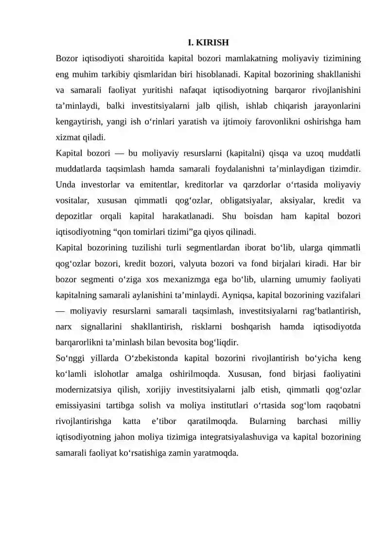 KAPITAL BOZORNI TUZILISHI VA UNING VAZIFALARI 2