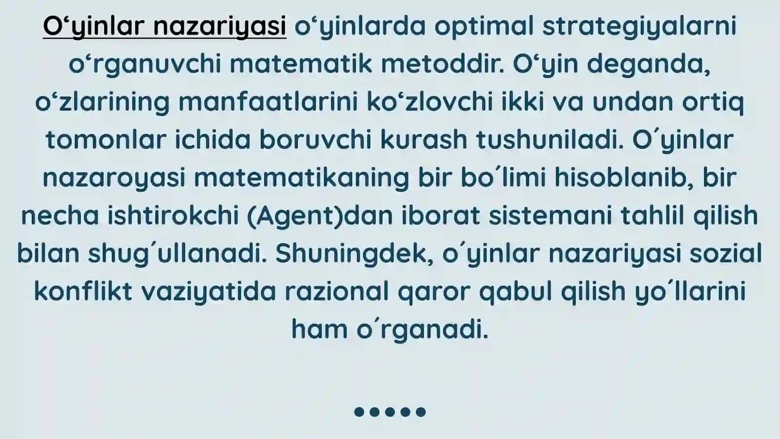 Oʻyinlar nazaryasi 2