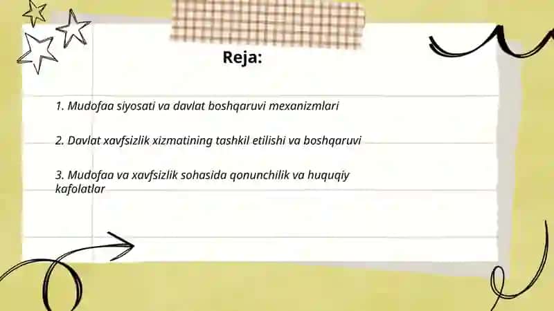Mudofaa va davlat xavfsizlik xizmati sohasida davlat boshqaruvi 2