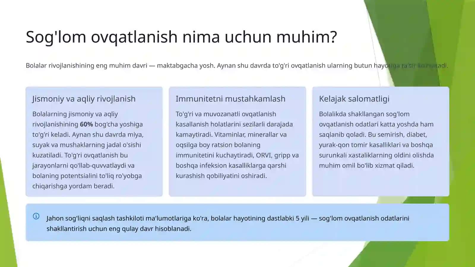 Maktabgacha ta'lim tashkilotida sog'lom ovqatlantirishni tashkil etish 2