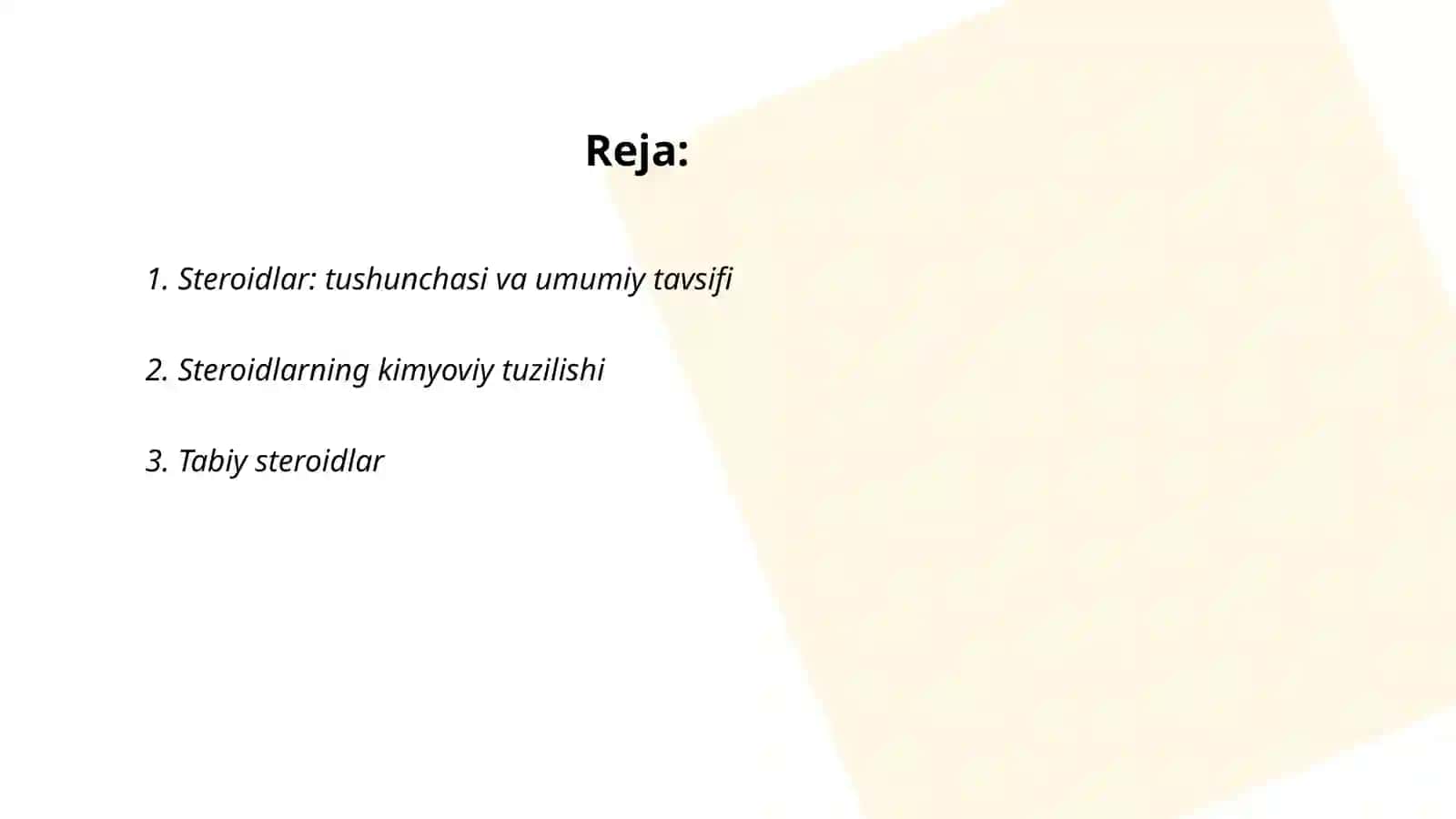 Steroidlar,ularning klassifikatsiyasi va tibbiyotda ishlatilishi 2