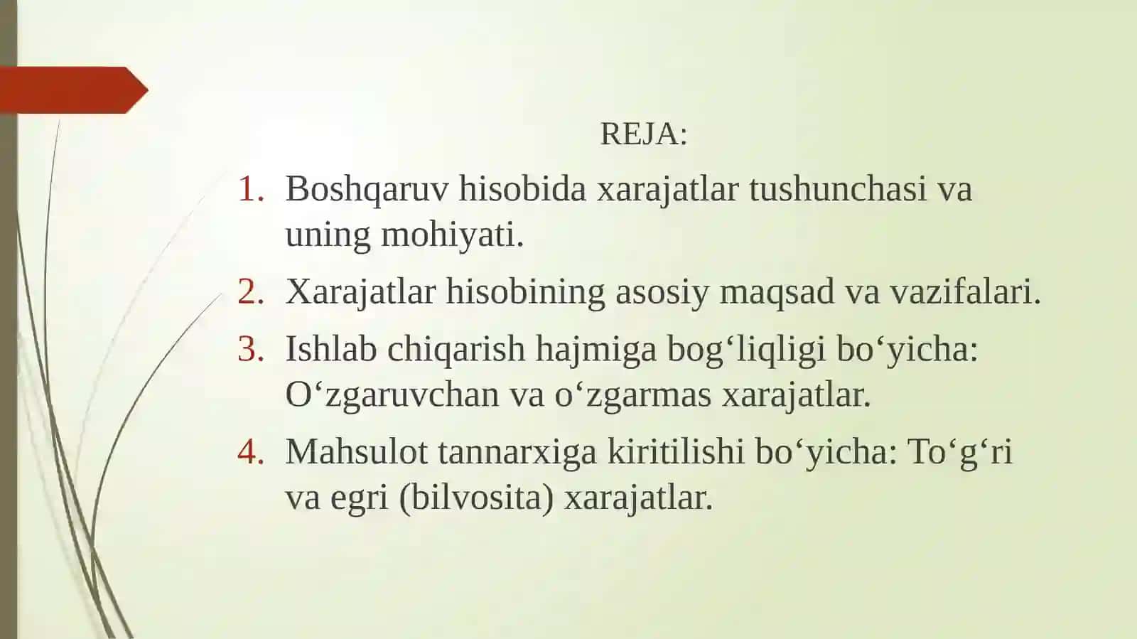 boshqaruv hisobida xarajatlar hisobini yuritish 2