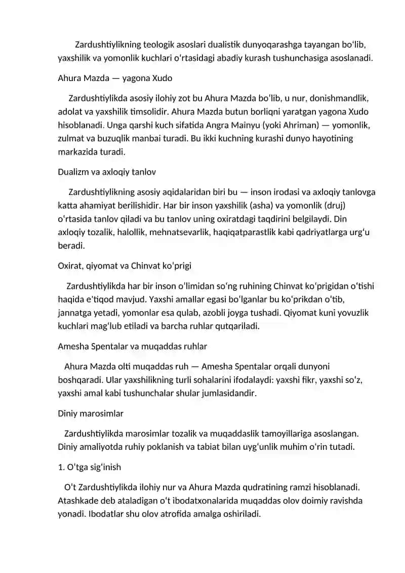 ZARDUSHTIYLIKNING TEOLOGIK TIZIMI VA DINIY MAROSIMLARI 2