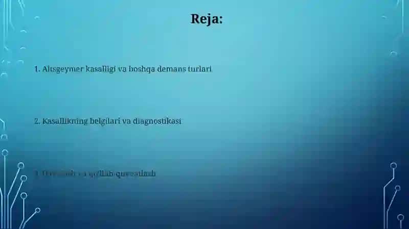 Altsgeymer kasalligi va boshqa demans turlari 2