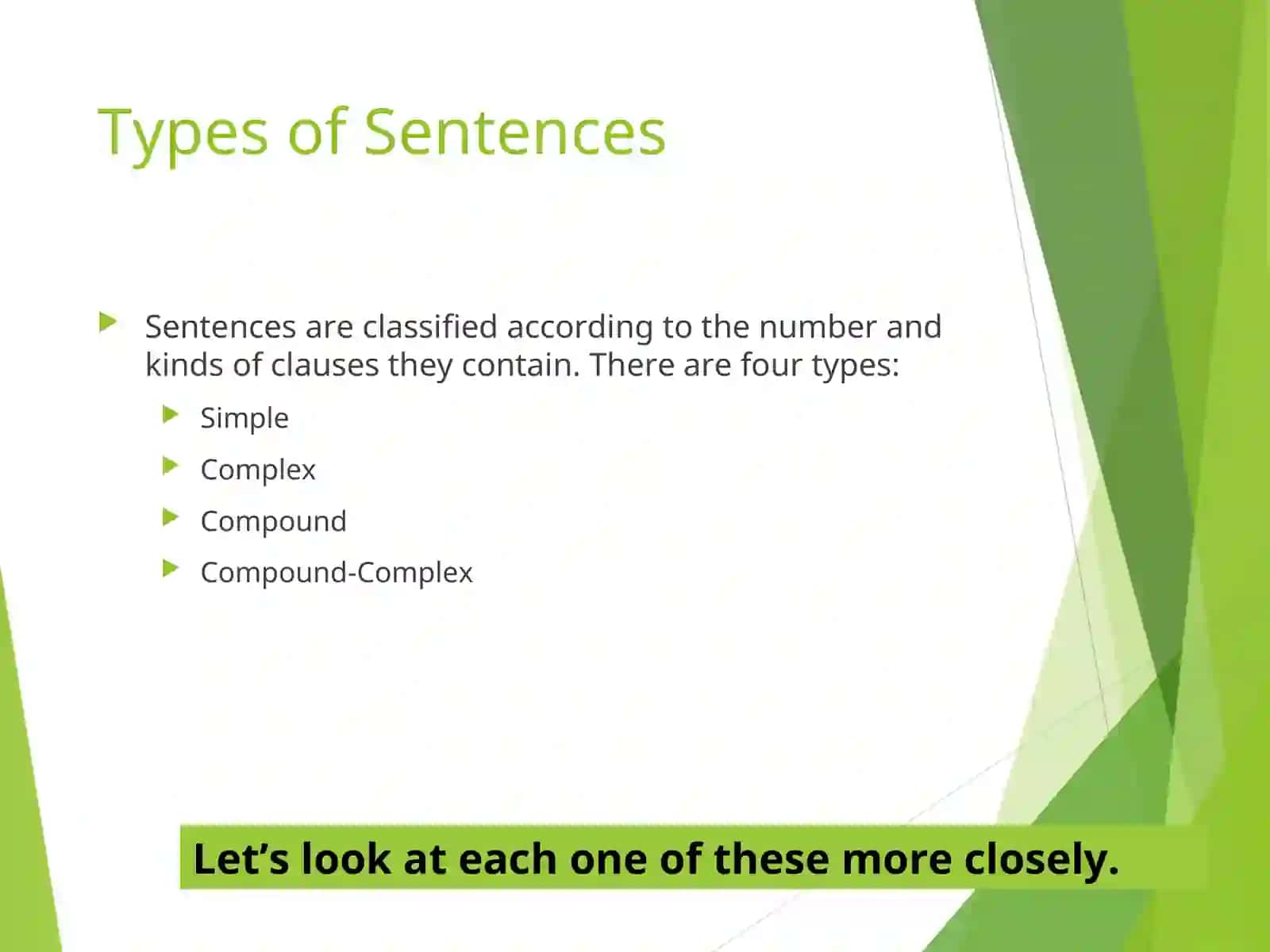 Types of Sentences 2