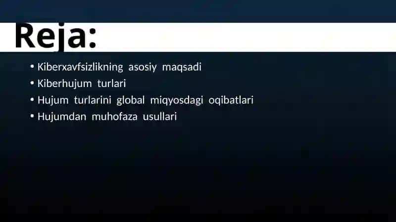 KIBERXAVFSIZLIK MAQSADLARI 2