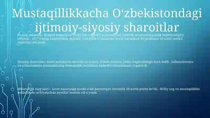 Mustaqillika Erishish Arafasida Ózbekistondagi Ijtimoiy Siyosiy Jarayonlar 2