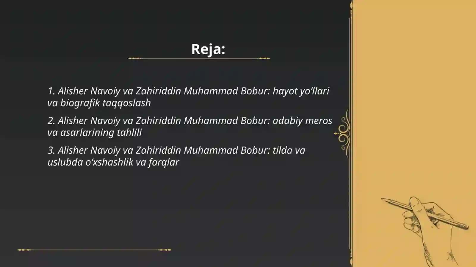 Alisher Navoiy va Zahiriddin Muhammad Bobur: hayot yoʻllari va biografik taqqoslash 2