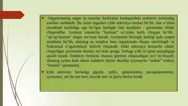 ENDOKRIN TIZIMI FIZIOLOGIYASI VA YOSHGA OID HUSUSIYATLARI 2