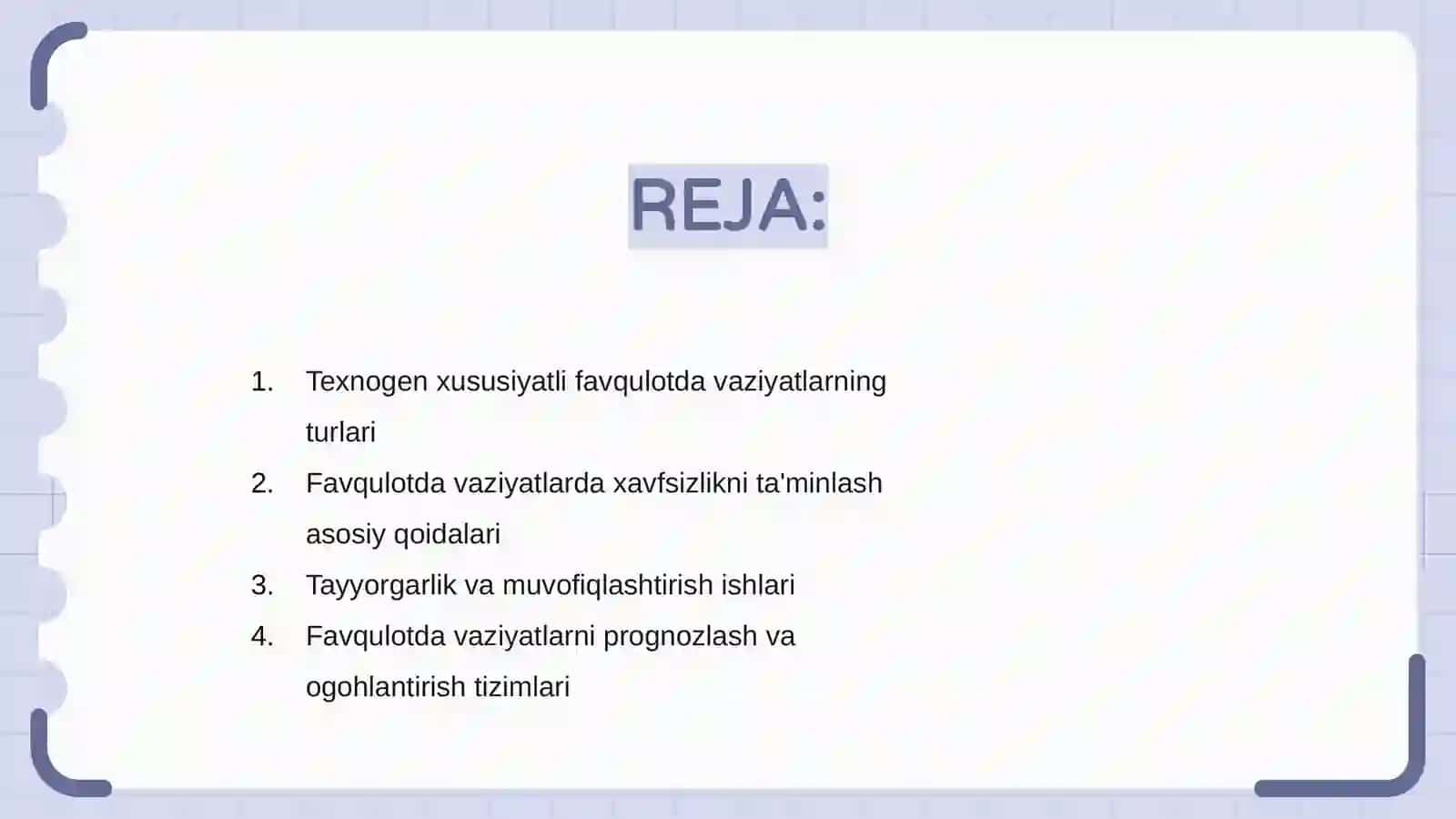 Texnogen xususiyatli favqulotda vaziyatlarni oldini olish chora tadbirlari 2