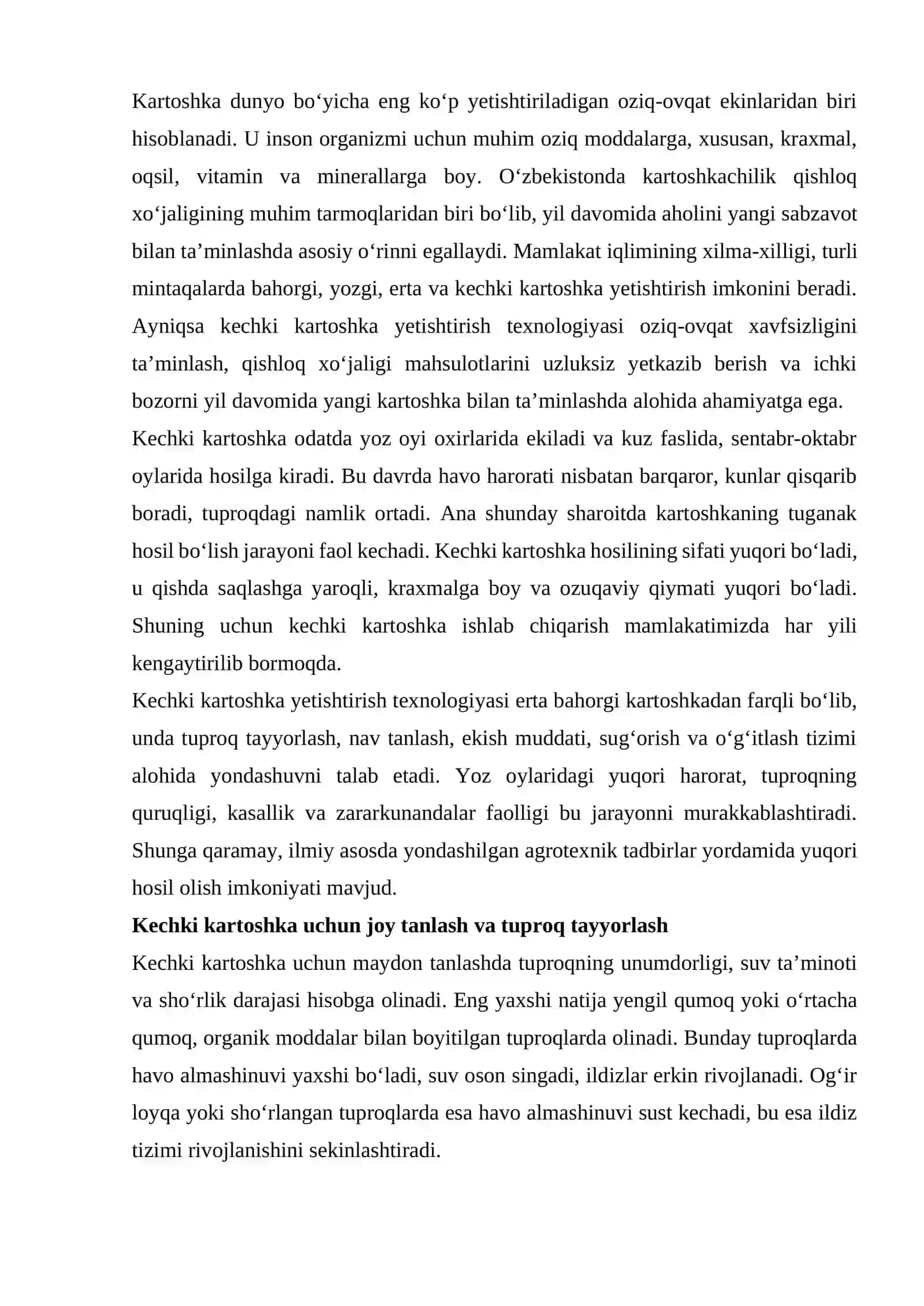 Kechki kartoshka yetishtirish texnologiyasi 2