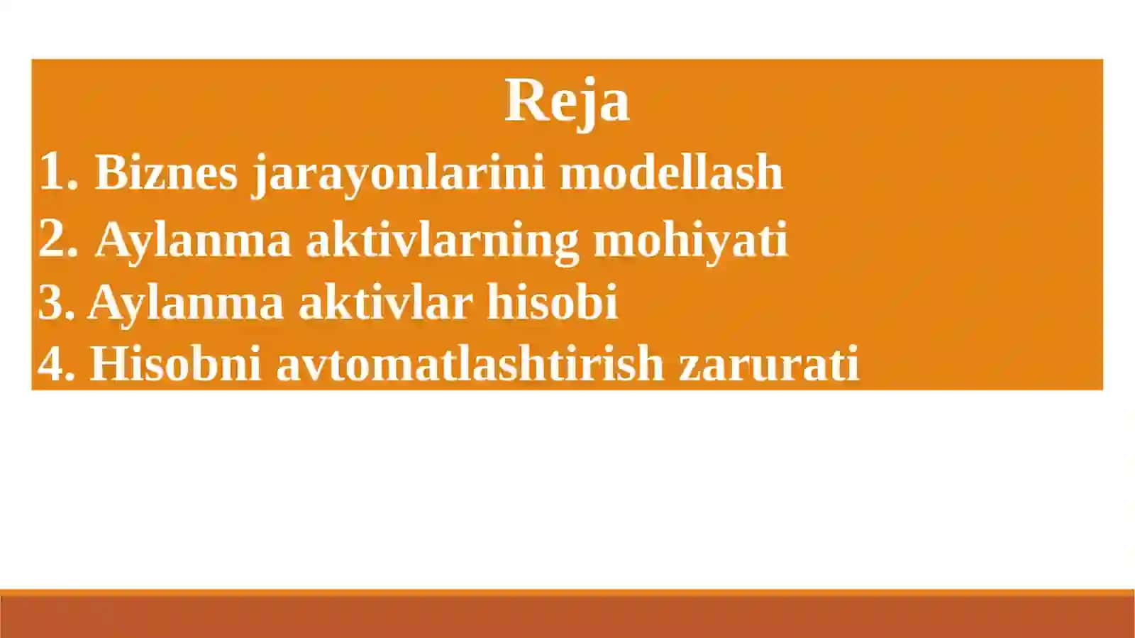 Buxgalteriya xisobining axborot tizimlariga turli xil yondashuvlar modellar va Aylanma aktivlar xisobini avtomatlashtirish 2