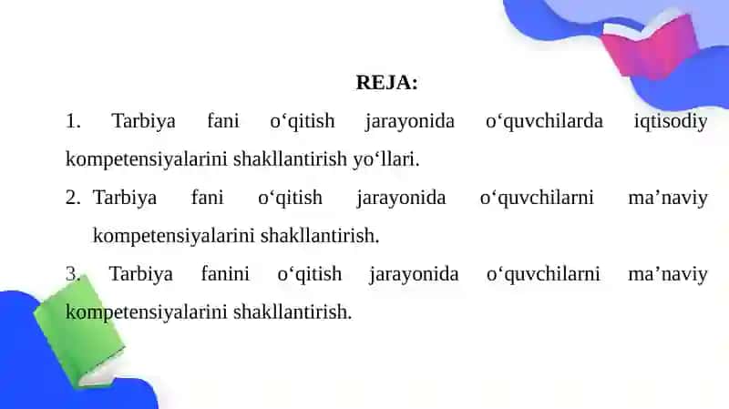 TARBIYA FANI O‘QITISH JARAYONIDA O‘QUVCHILARDA IQTISODIY KOMPETENSIYALARINI SHAKLLANTIRISH YO‘LLARI 2