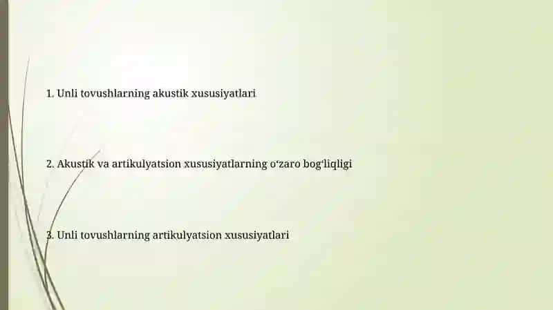 Unli tovushlarning akustik va artikulyatsion xususiyatlari 2
