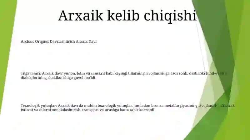 Davrlashtirish Arxaik Davr 2