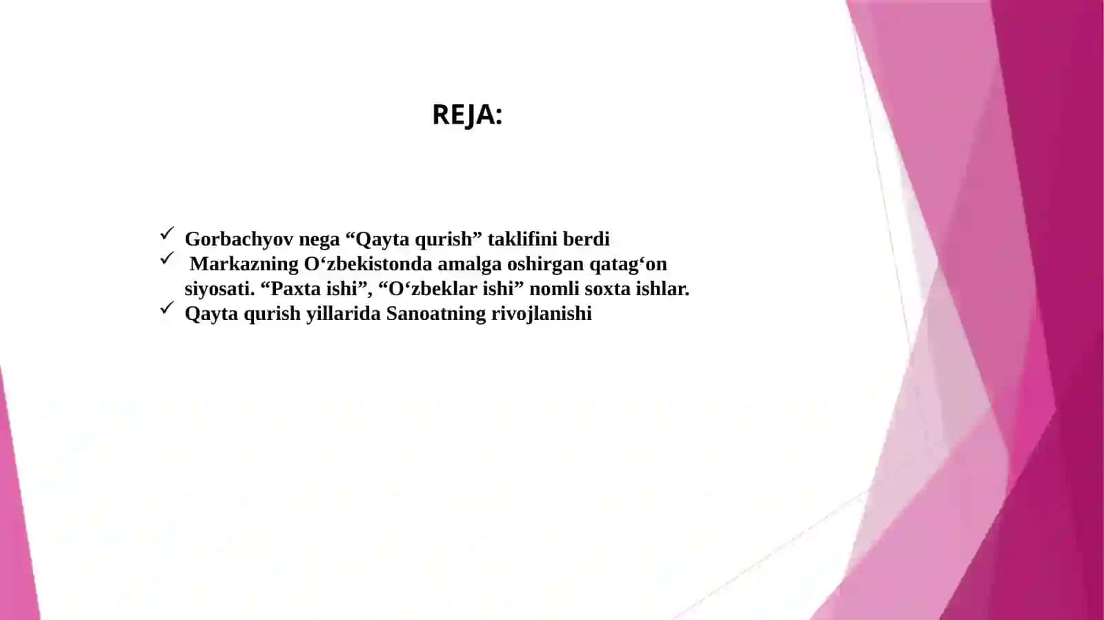 “Qaytaqurish”yillaridaO‘zbekistondagiijtimoiy-siyosiyvaziyat 2