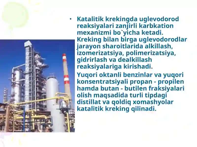 Katalitik kreking jarayoni va ularni qayta ishlash 2