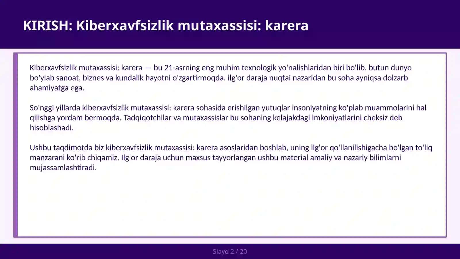 Kiberxavfsizlik mutaxassisi: karera 2