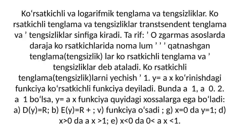 Ko'rsatkichli va logarifmik tengsizliklar 2