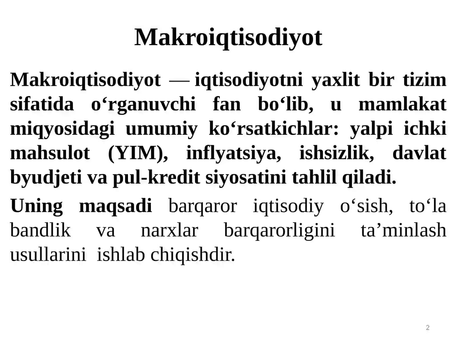 Makroiqtisodiyot faniga kirish 2