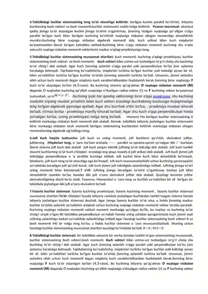 Statika aksiomalari 2