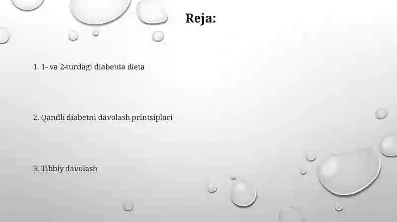 Qandli diabetni davolash prinsiplari 2